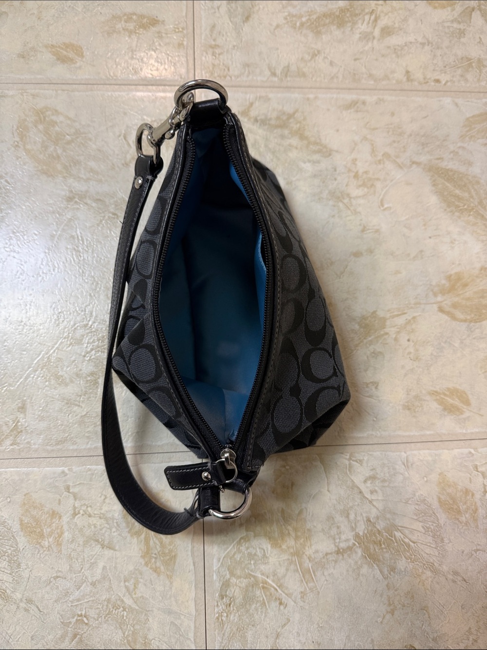 Coach Black Signature Jacquard Shoulder Pouch - Picture 2 of 4